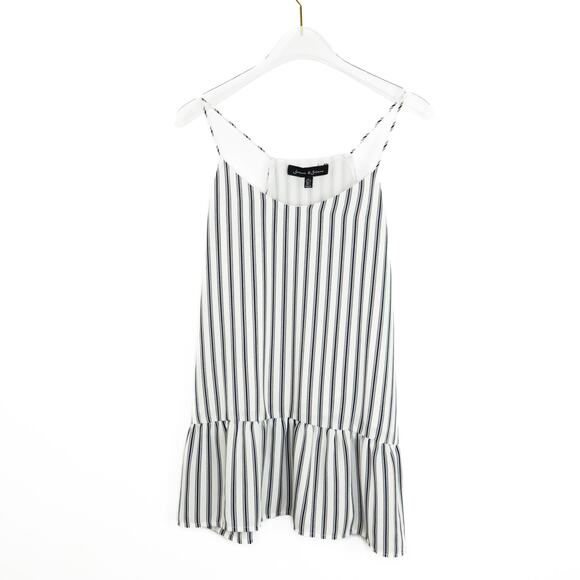 Francesca's Jasmine & Juliana White And Blue Stripped Tank Top - Picture 1 of 5